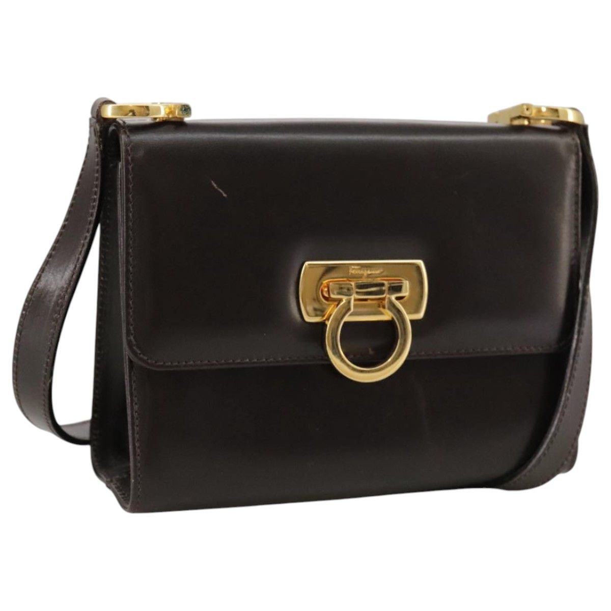 Salvatore Ferragamo Gancini Brown Leather Shoulder Bag (Pre-Owned) Size ONE SIZE - 1 Thumbnail