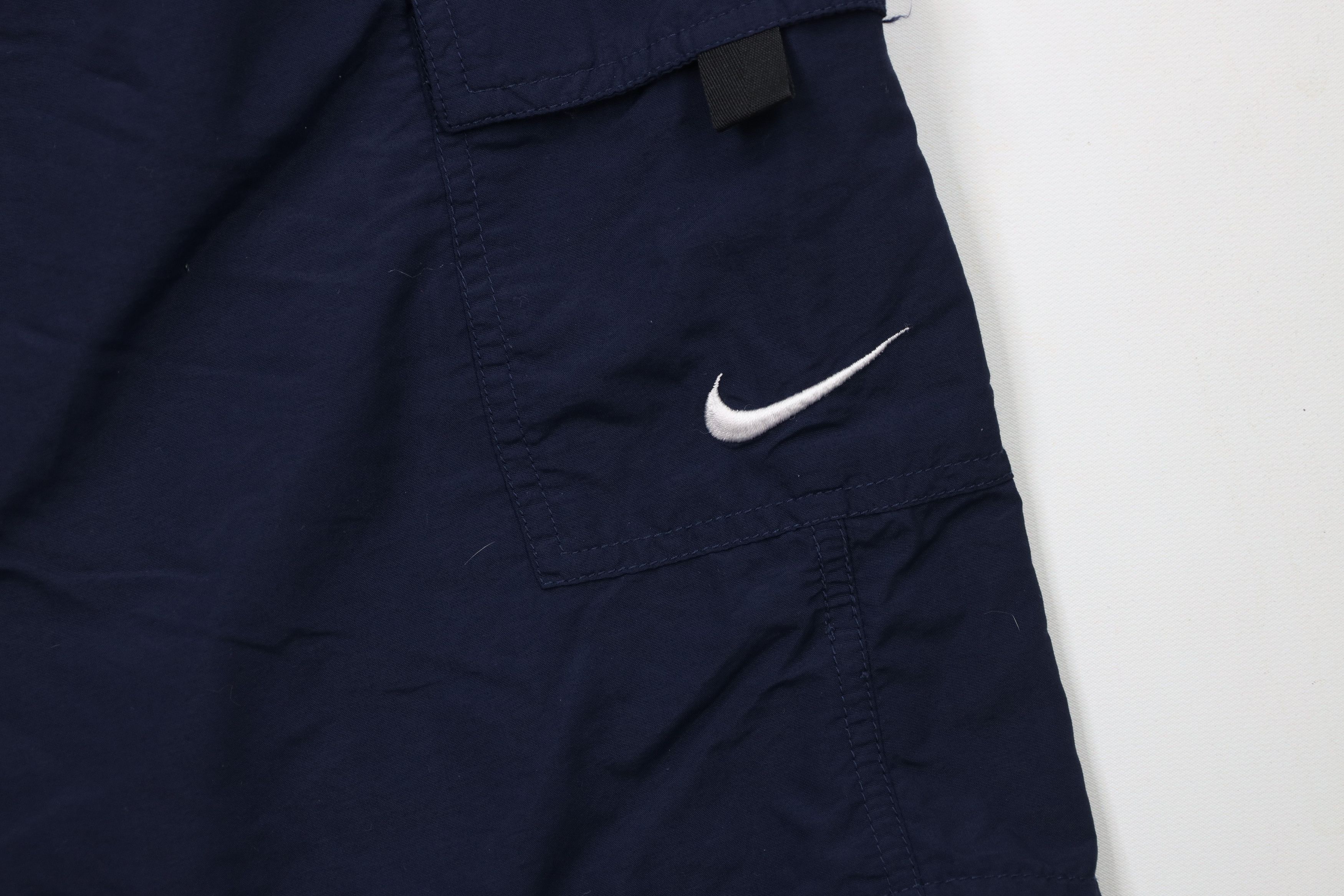 Nike × Vintage Vintage 90s Y2K Nike Mini Swoosh Lined Cargo Shorts Blue Size US 36 / EU 52 - 5 Thumbnail