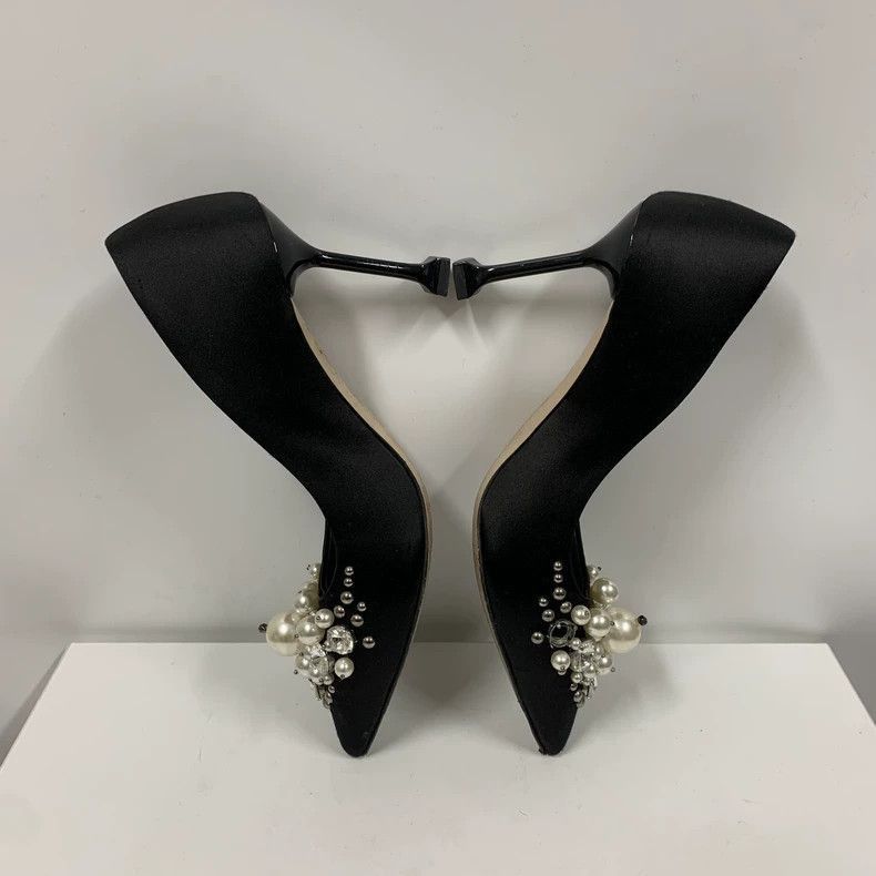 Prada Miu Miu Pearl Embellished Pointy Heels -2505 Size US 4.5 / IT 34.5 - 4 Thumbnail