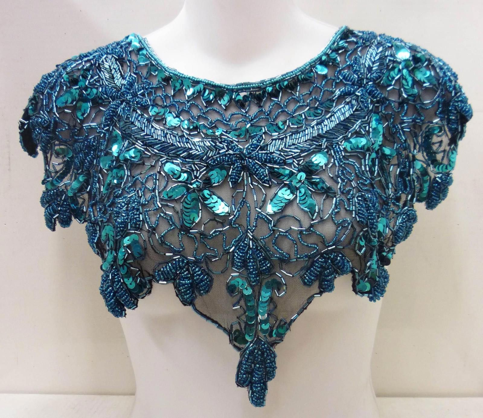 Designer Sequin Shawl Turquoise Size ONE SIZE - 1 Preview