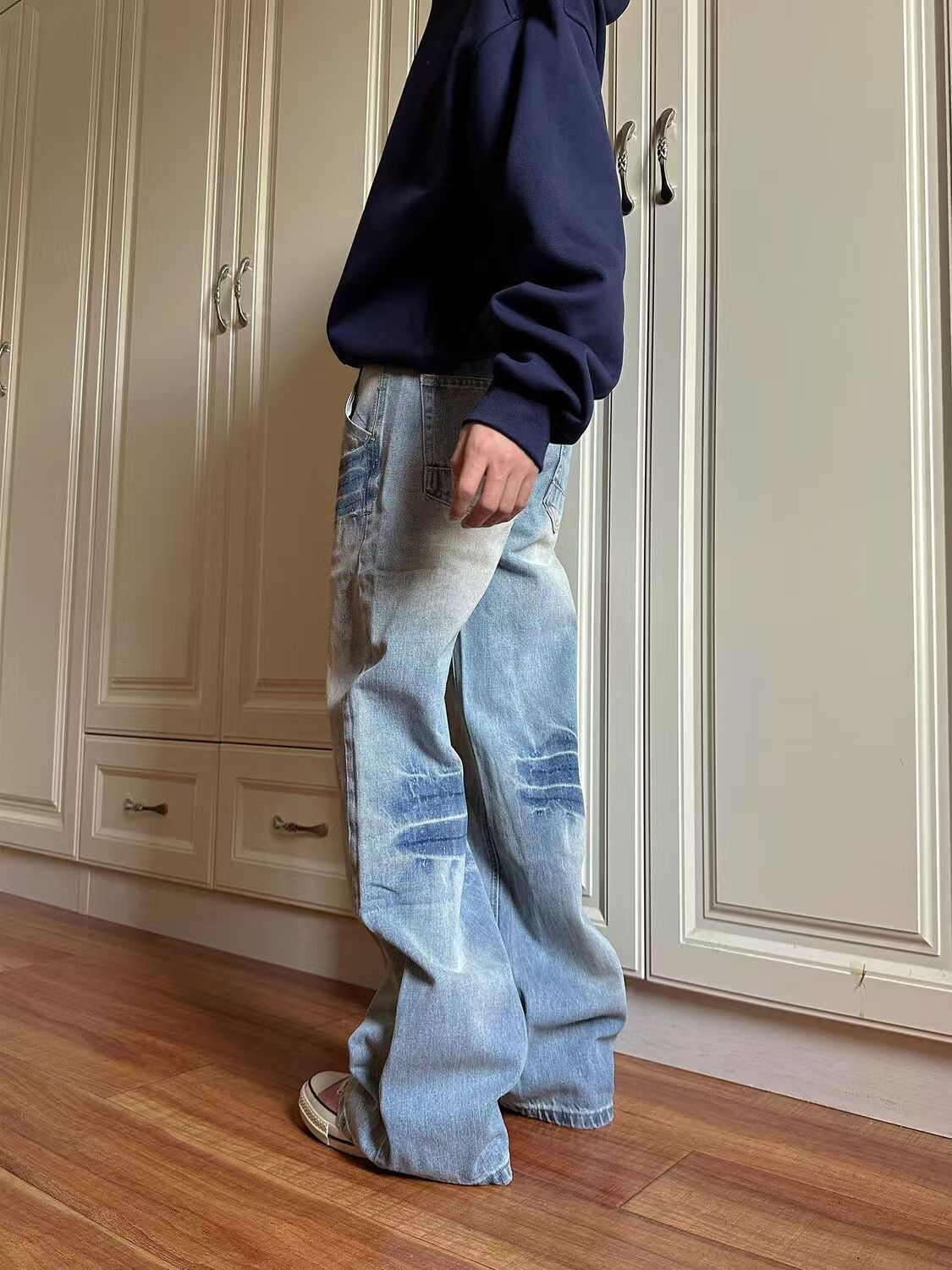 Japanese Brand × Jean Blue street washed vintage tie-dyed distressed jeans y2k Size US 32 / EU 48 - 2 Thumbnail