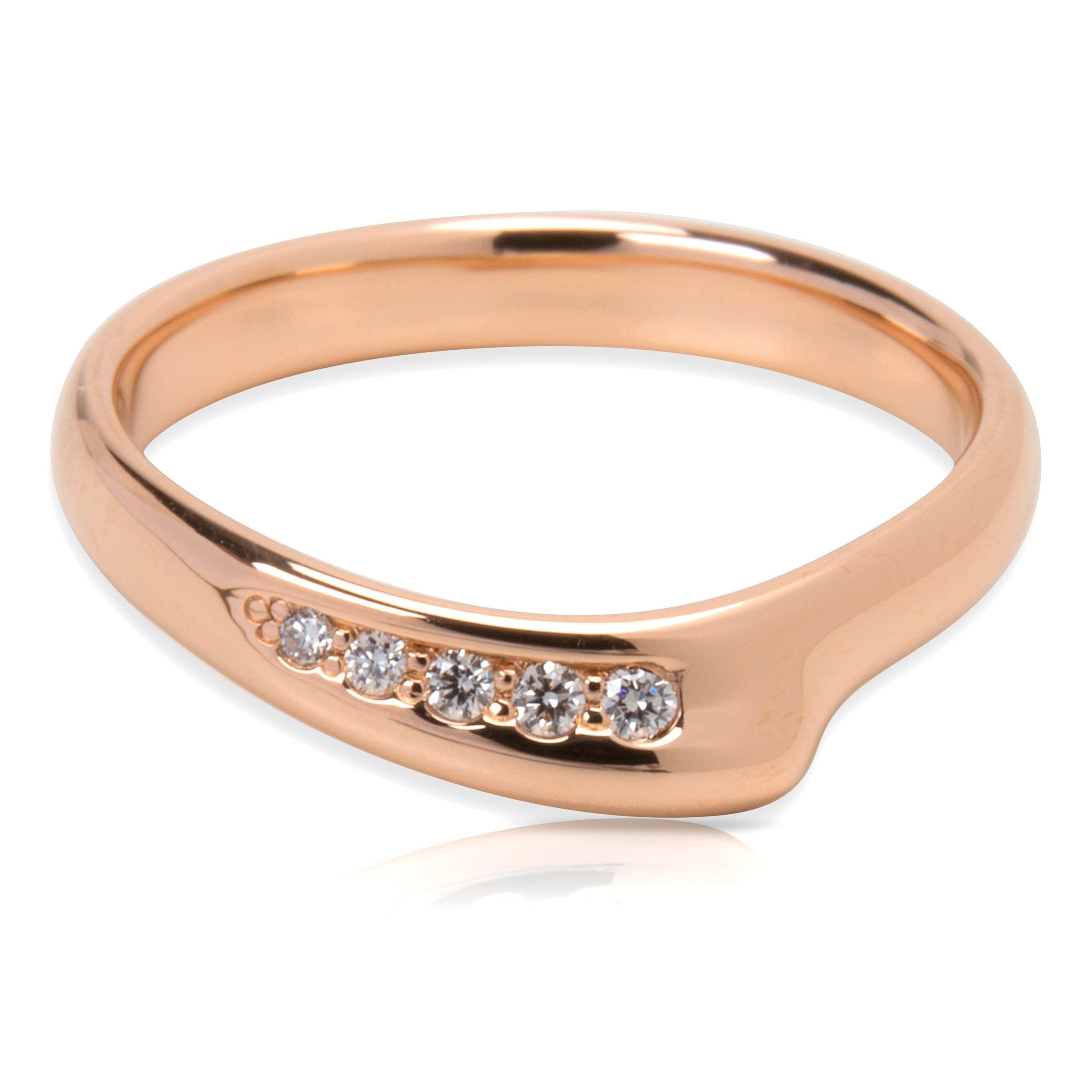 Tiffany & Co. Elsa Peretti Diamond Open Heart Band Ring in 18k Rose Gold