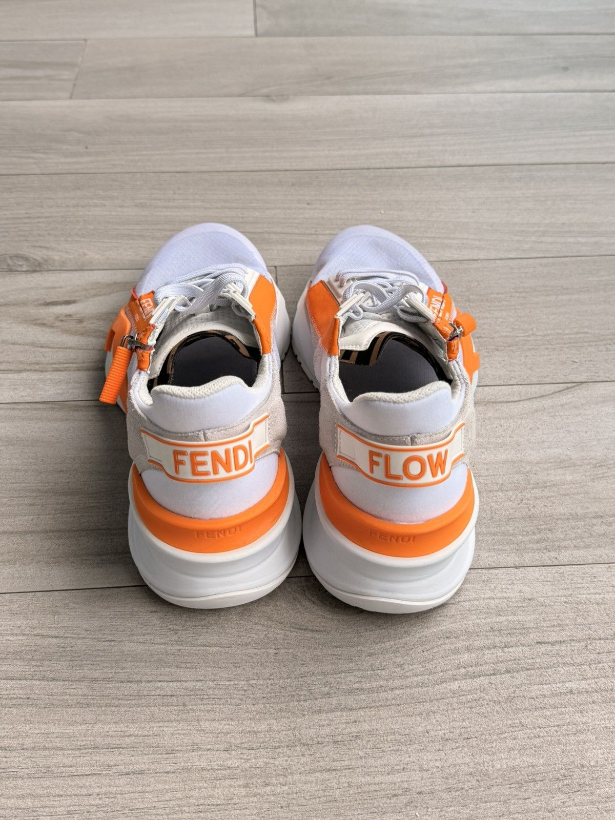Fendi Fendi Flow Sneakers White Orange Size 9 Size US 9 / EU 42 - 4 Thumbnail
