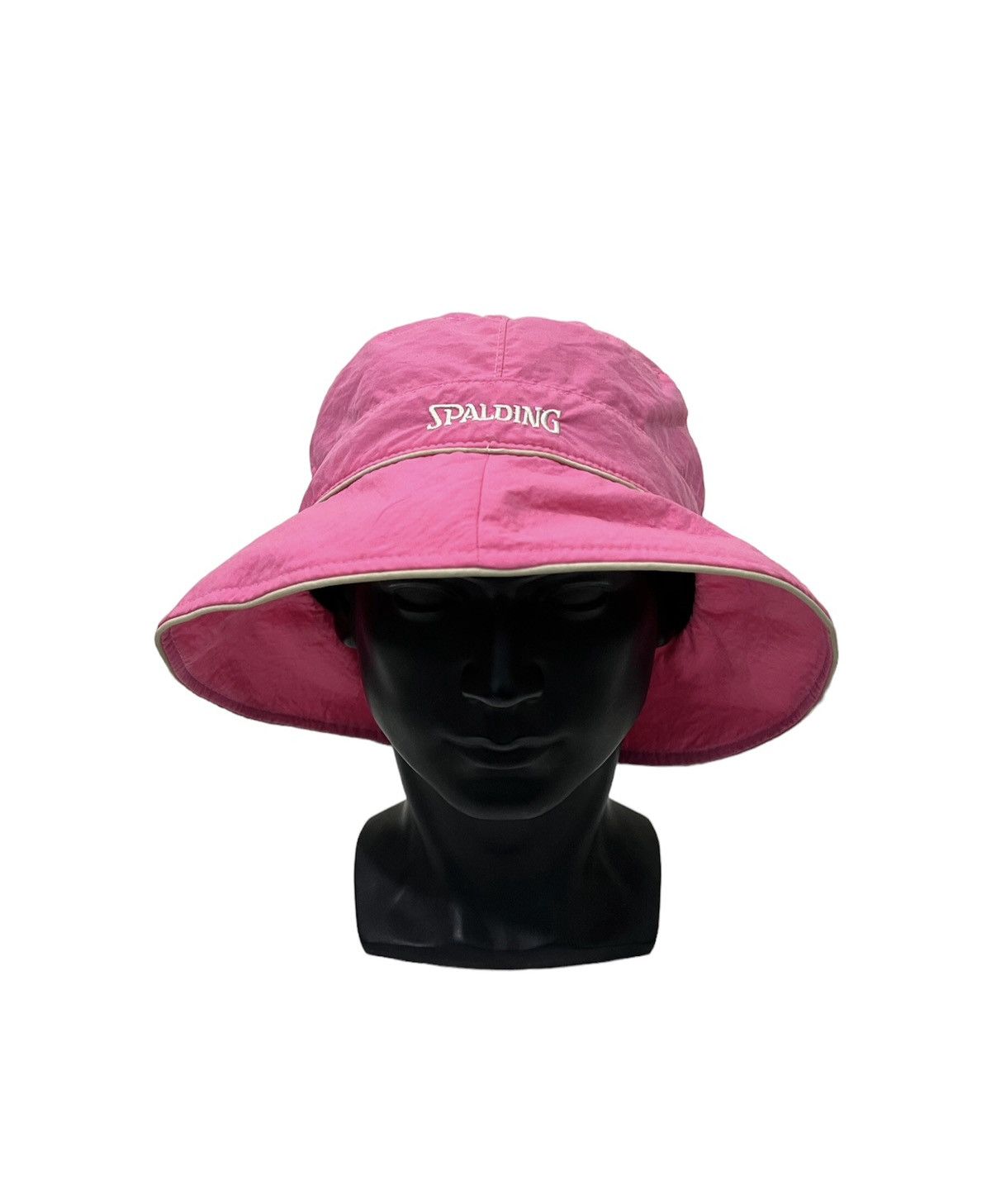 image of Hats x Spalding Spell Out Small Logo Bucket Hat in Pink, Men's