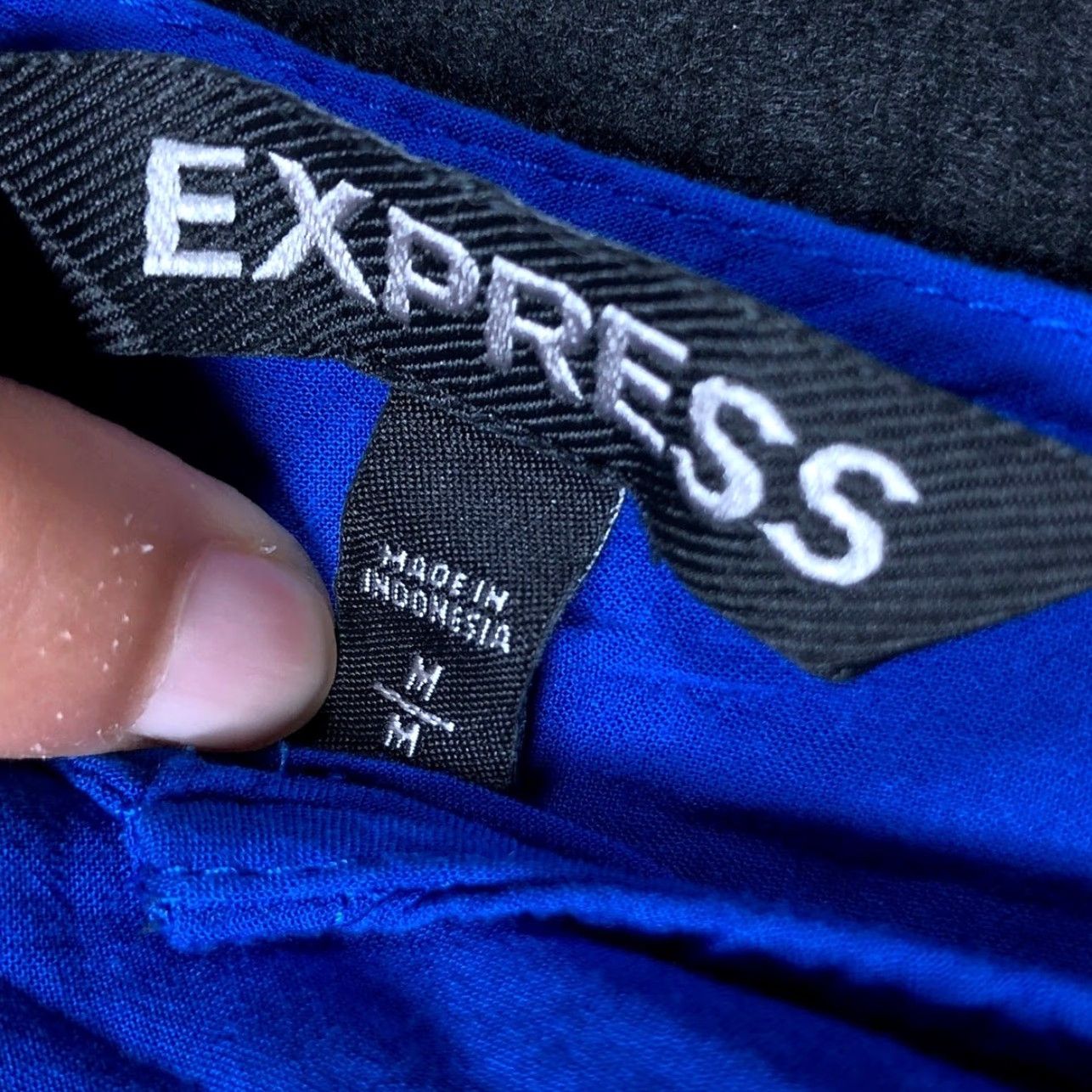 Express Express Blouse Blue V-Neck Cross Back Sheer Long Sleeve Rayon Medium Womens Size M / US 6-8 / IT 42-44 - 6 Thumbnail
