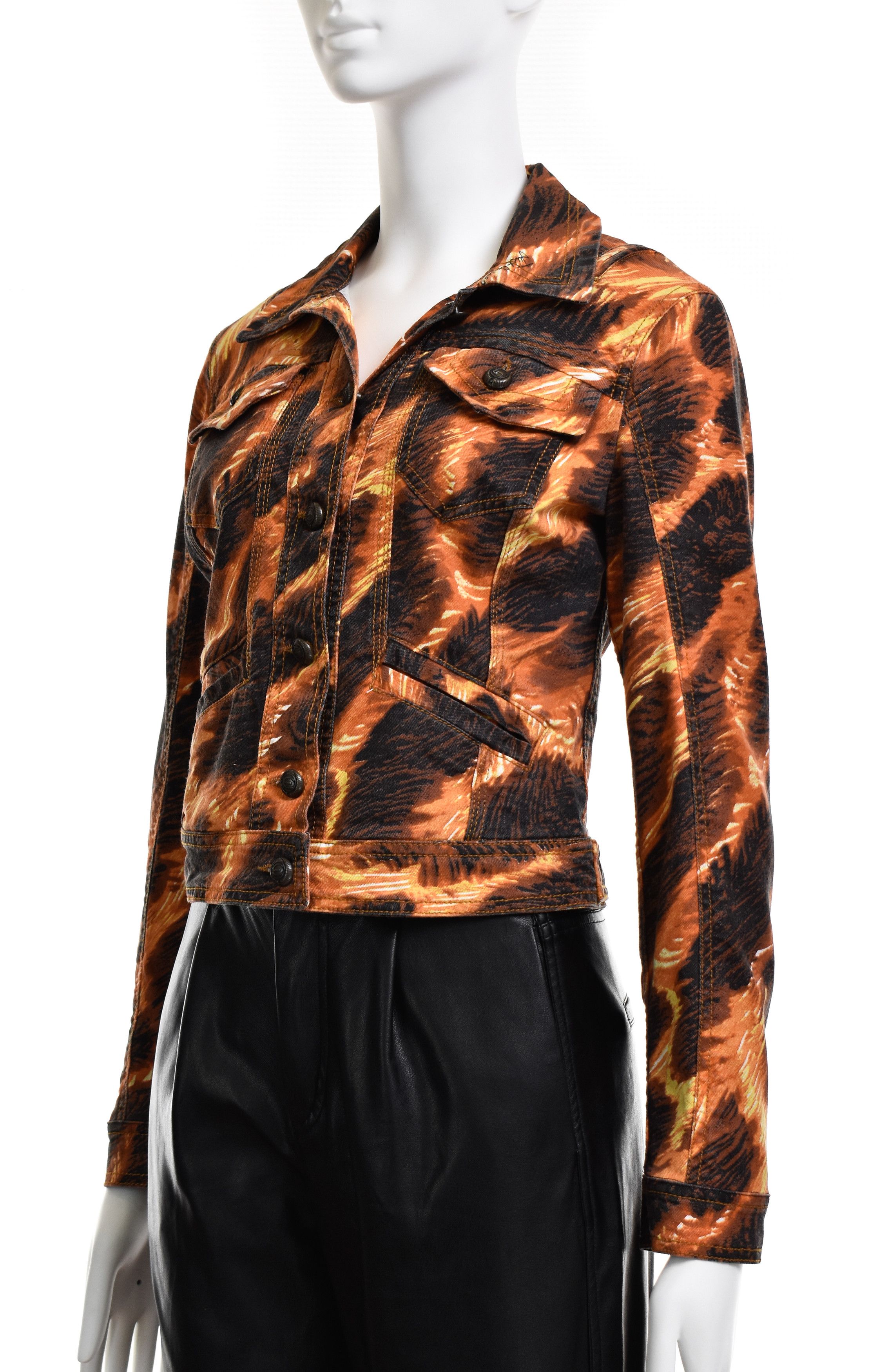 Just Cavalli ROBERTO JUST CAVALLI Vintage Denim Cotton Printed Jacket Size S / US 4 / IT 40 - 3 Thumbnail