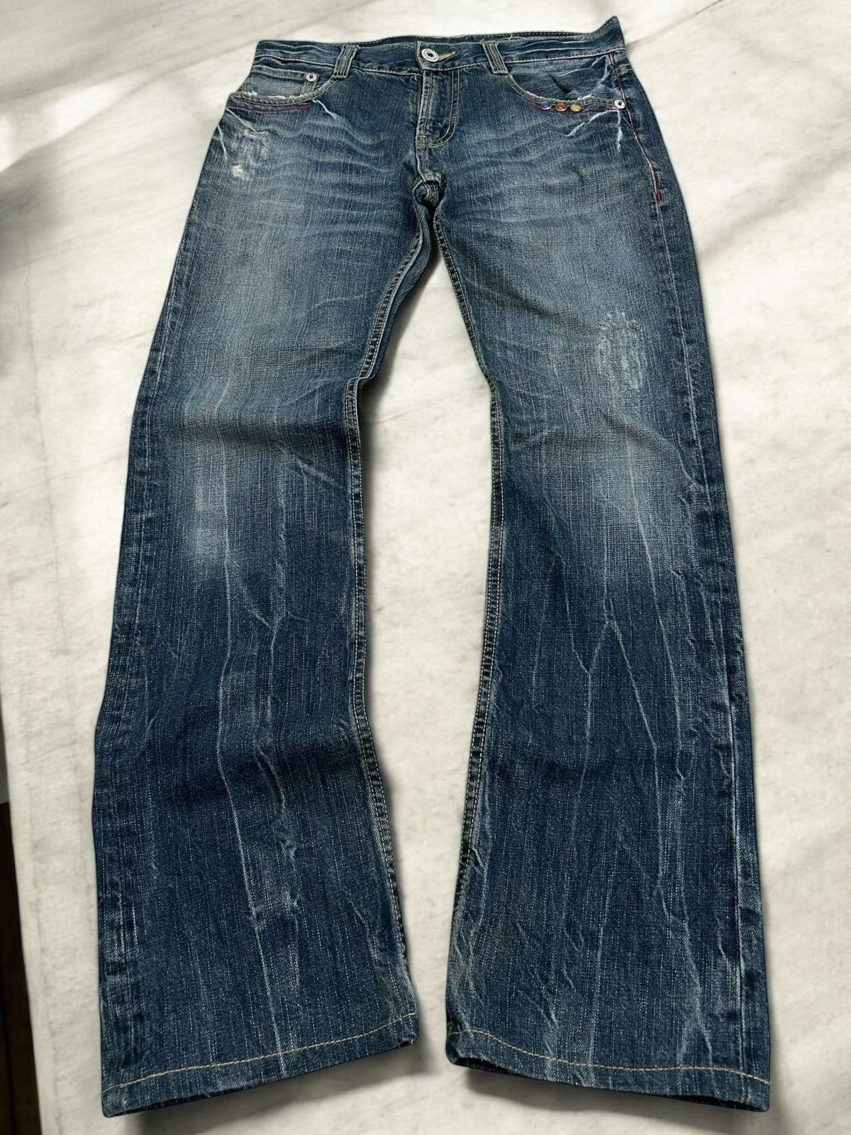 Winger Japan Patch Embellishments Blue Way Distressed Jean