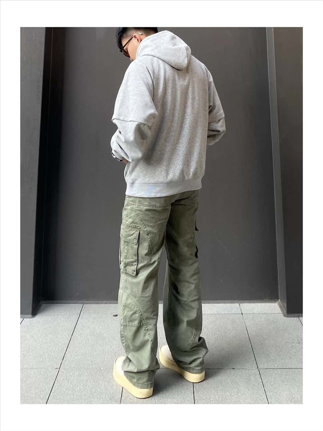 washed faded cargo patchwork military pants