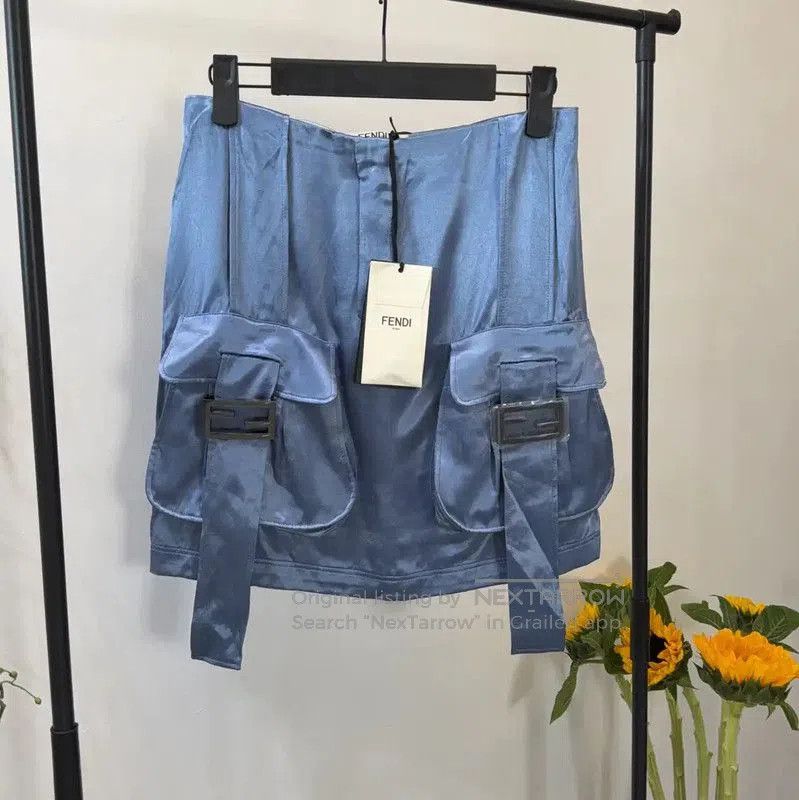 Fendi Fendi Summer Blue Silk-Blend Mini Skirt . Size 22" - 1 Thumbnail