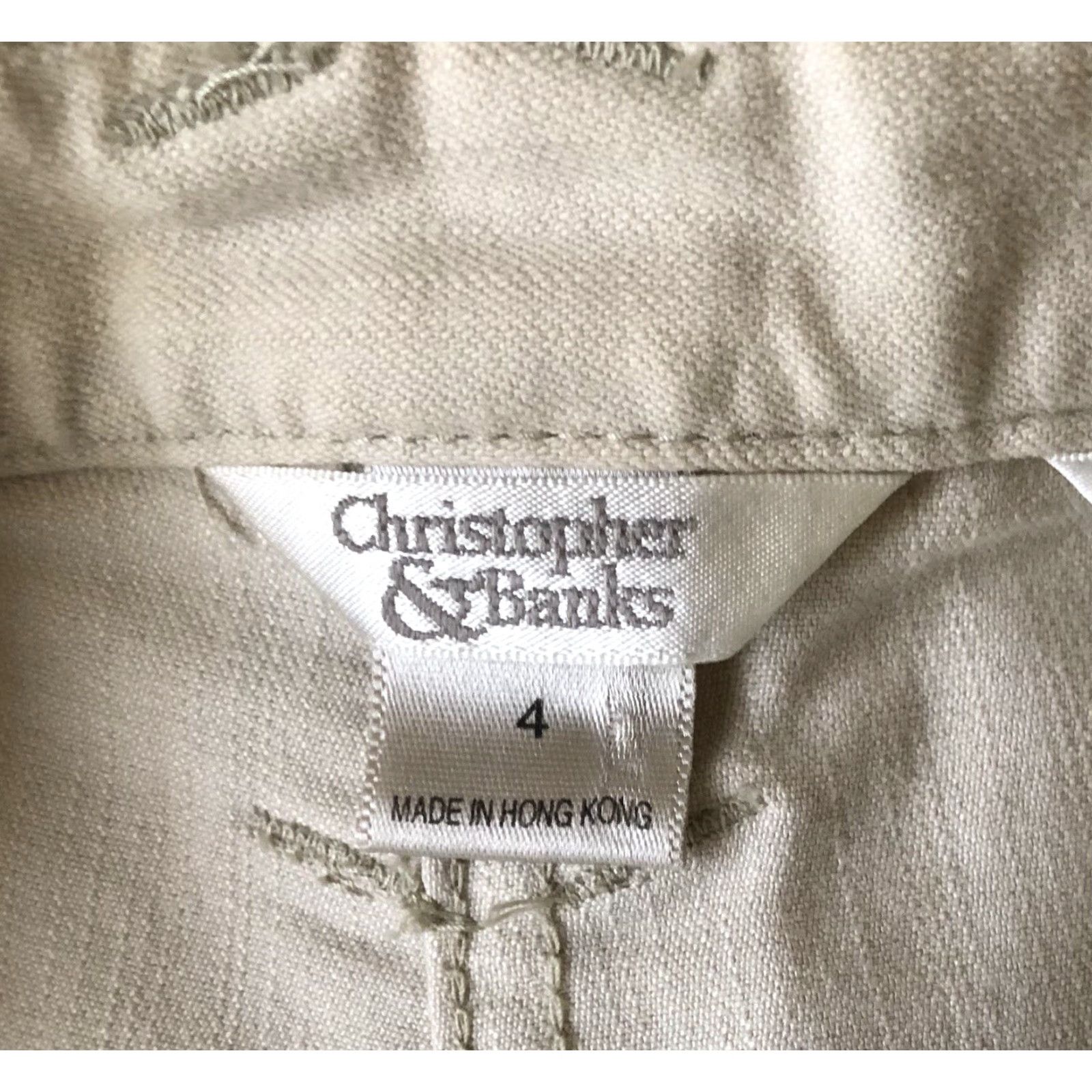 Vintage Christopher Banks Cropped Pants Ivory Mid Rise Pockets Stretch Summer Beach Women 4 Size 27" / US 4 / IT 40 - 3 Thumbnail