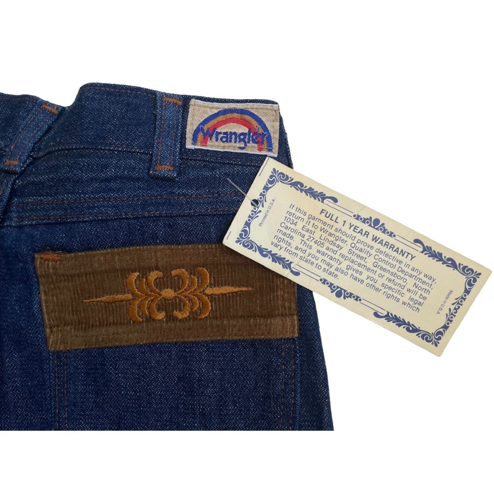 Wrangler VINTAGE Wrangler Lancer Jeans Pant Straight Leg 27x36 NWT 70s NOS Made USA Mens Denim Blue 1970s USA Size US 27 - 4 Thumbnail