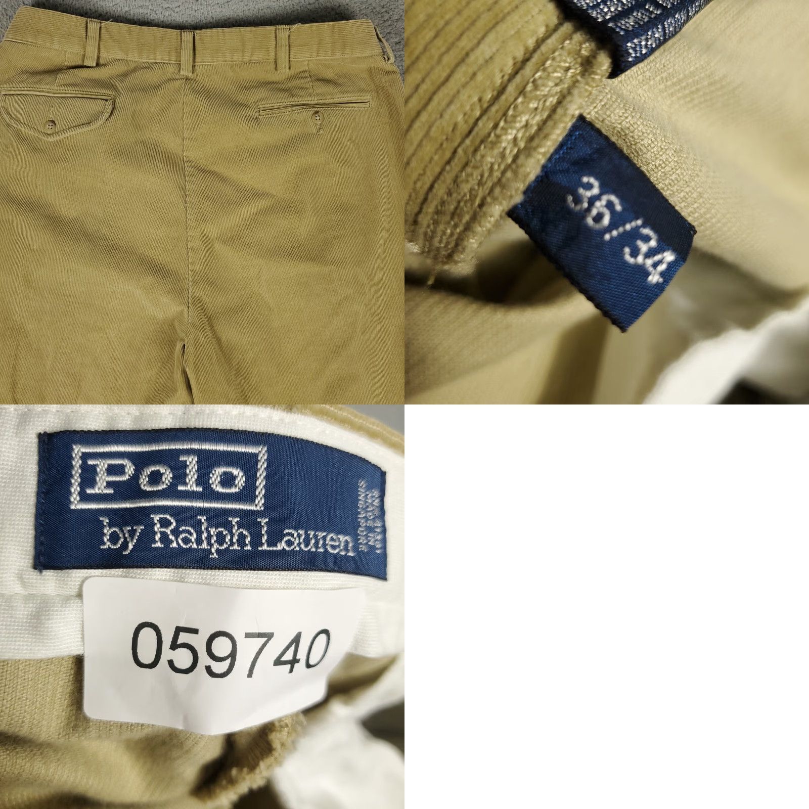 Ralph Lauren Ralph Lauren Chino Pants Mens 36x34 Beige Corduroy Pleated Straight Regular Fit Size US 36 / EU 52 - 8 Thumbnail