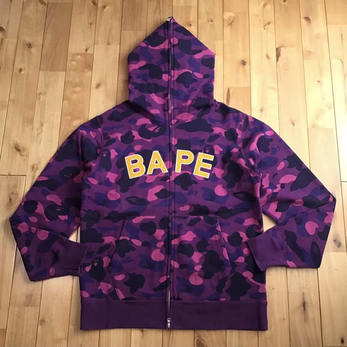 Bape 🔥2XL🔥 BAPE LOGO Purple camo full zip hoodie a bathing ape | Grailed