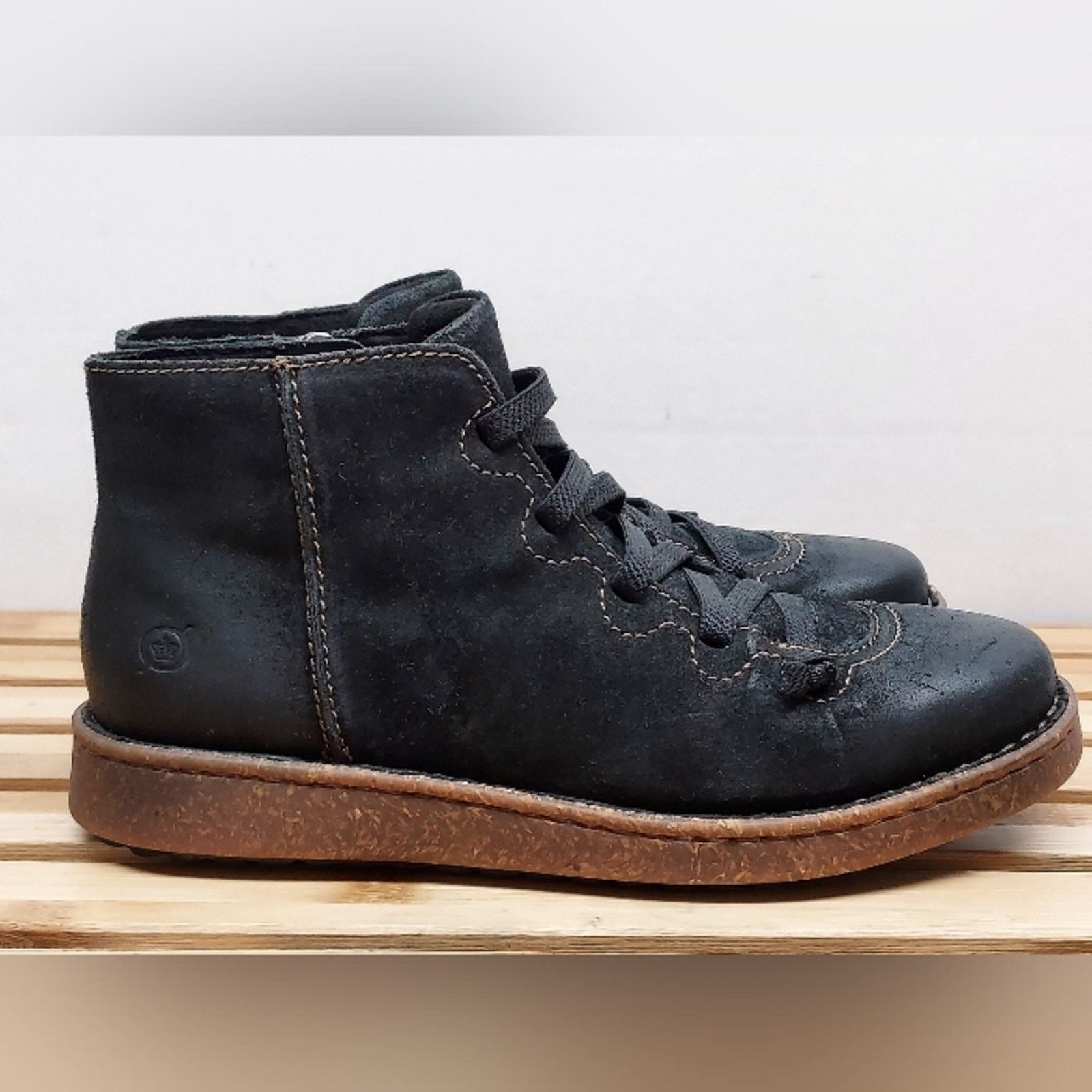 Born BORN Womens Black Leather Sienna Ankle Zip Boots Size 7.5M Size US 7.5 / IT 37.5 - 6 Thumbnail