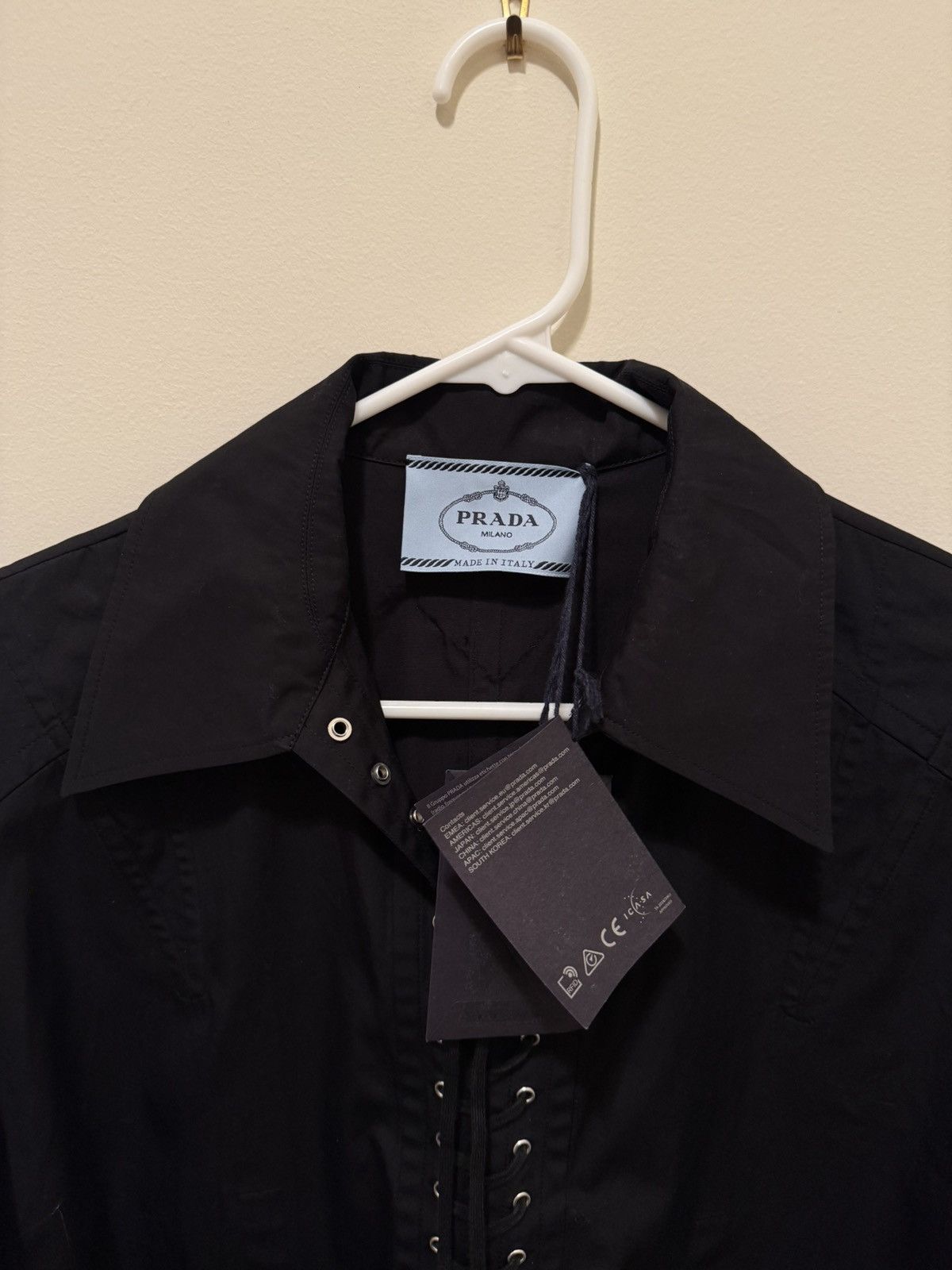Prada Cotton Poplin Lace Up Shirt