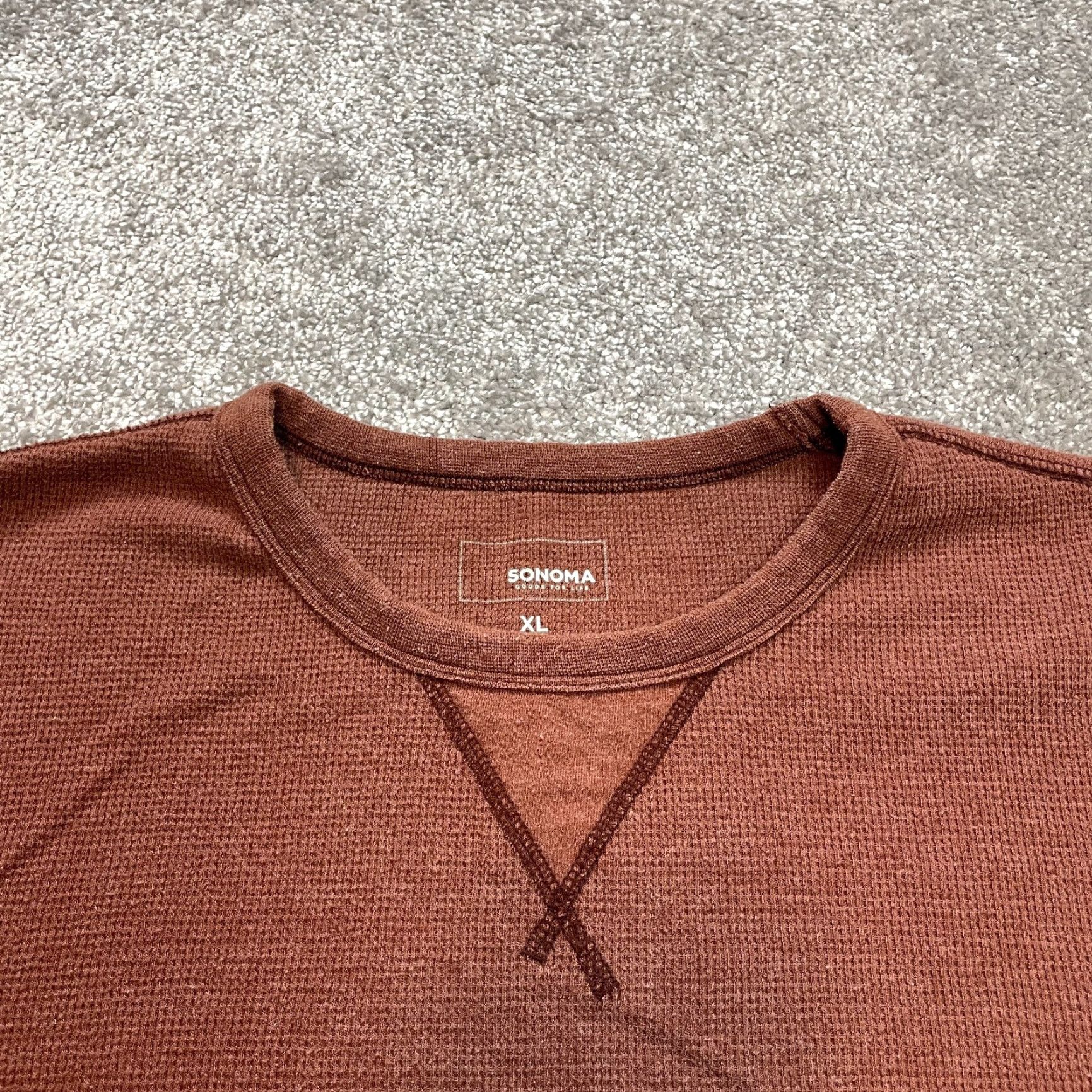 Vintage Sonoma Shirt Mens XL Long Sleeve Orange Thermal Solid Crew Neck Knit Size US XL / EU 56 / 4 - 2 Thumbnail