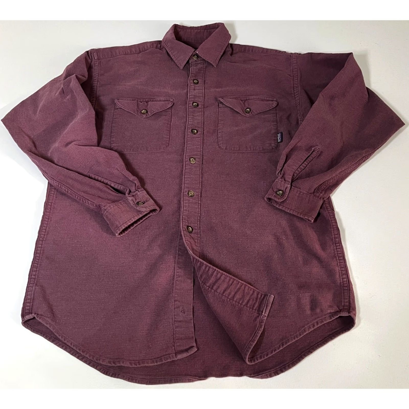 Patagonia VINTAGE Patagonia Men's Button-Up Shirt Burgundy 90s M Cotton Blend Flannel Pocketed Outdoor 90s Mens Size US M / EU 48-50 / 2 - 6 Thumbnail