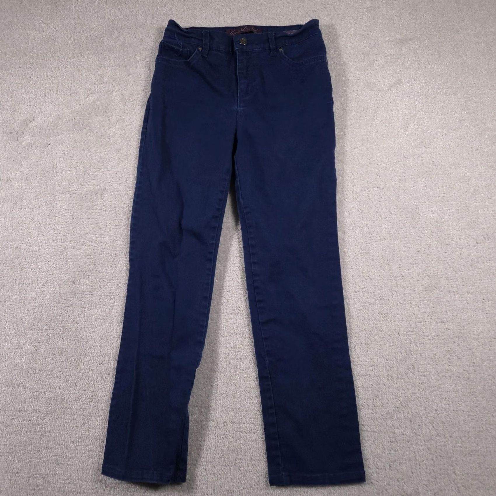 Gloria Vanderbilt Gloria Vanderbilt Jeans Womens 4 Petite Amanda Straight Leg Stretch Pants Navy Denim 4P Size 27" / US 4 / IT 40 - 2 Thumbnail