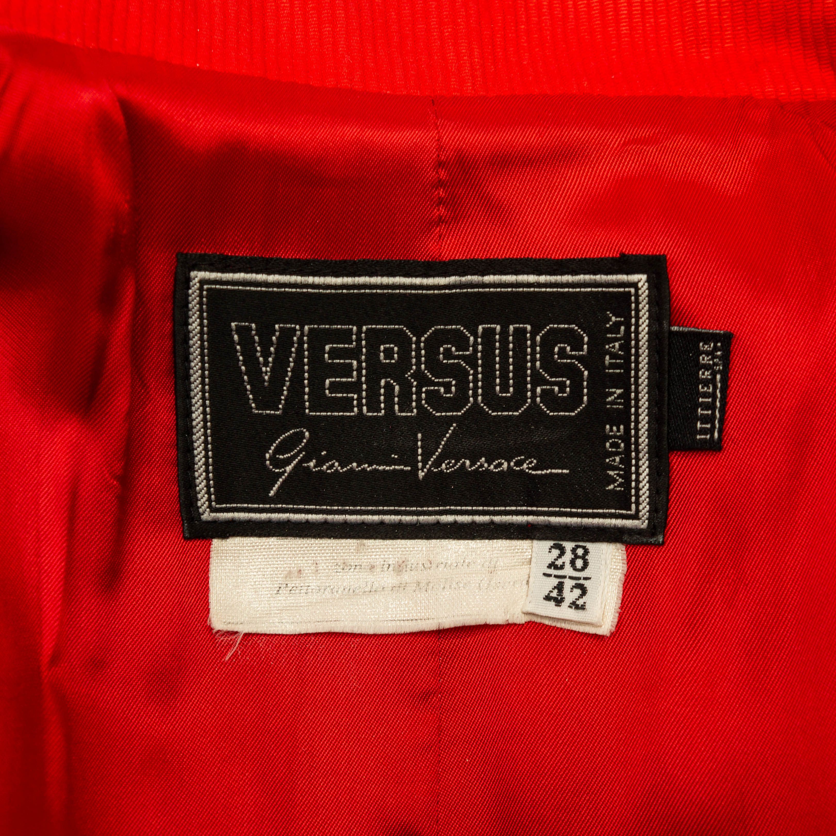 Versace × Versus VERSUS Gianni Versace Red Set Blazer Pants Vintage 90s 00s Size S / US 4 / IT 40 - 10 Thumbnail