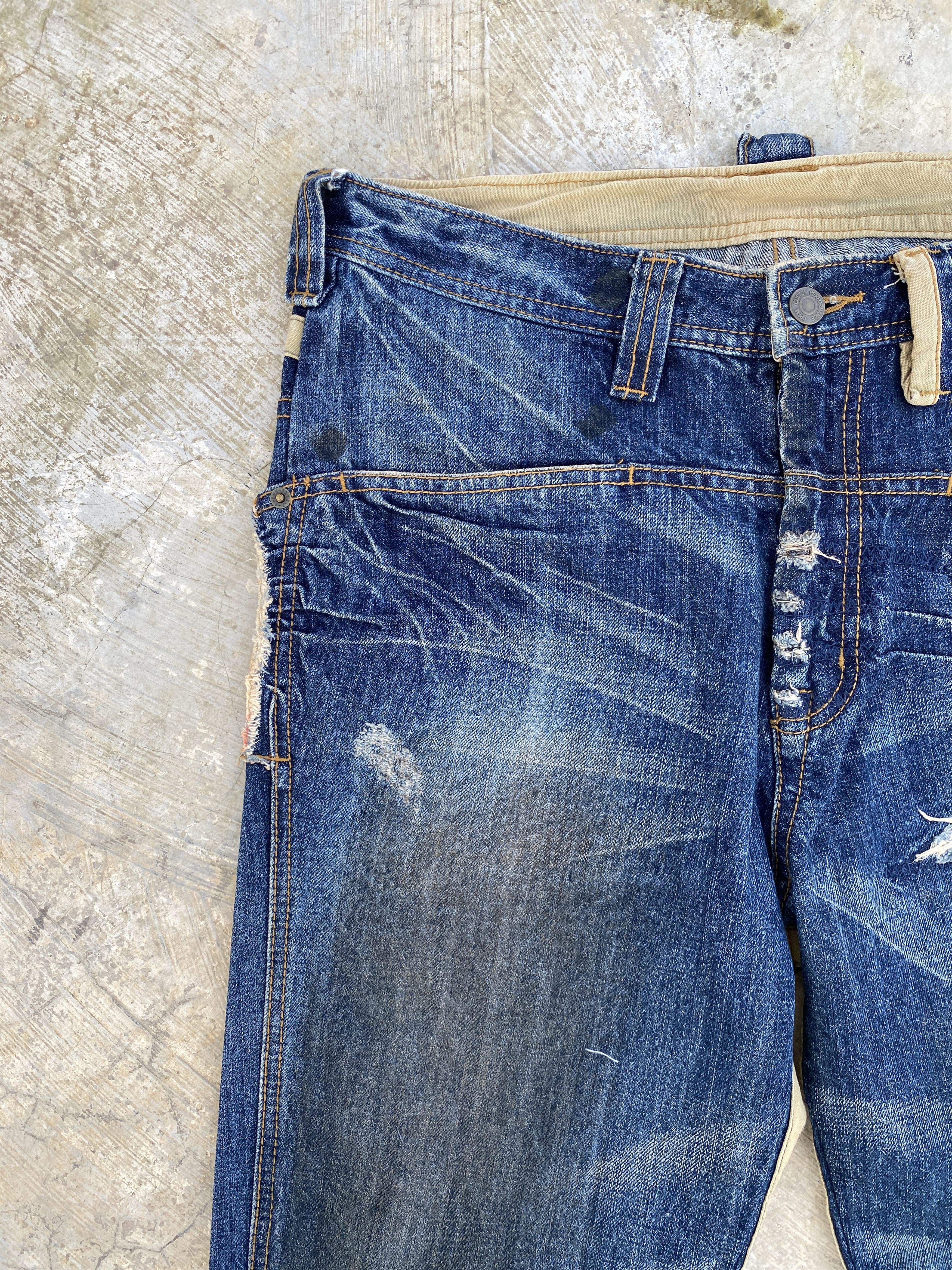 Japanese Brand × PPFM PPFM Patchwork Dirty Wash Jeans Size US 32 / EU 48 - 2 Thumbnail