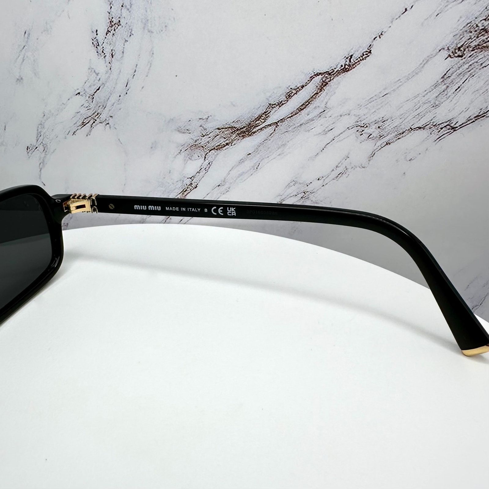 Miu Miu MIU MIU Sunglasses New Black Square Acetate Gold Metal Logo Size ONE SIZE - 5 Thumbnail