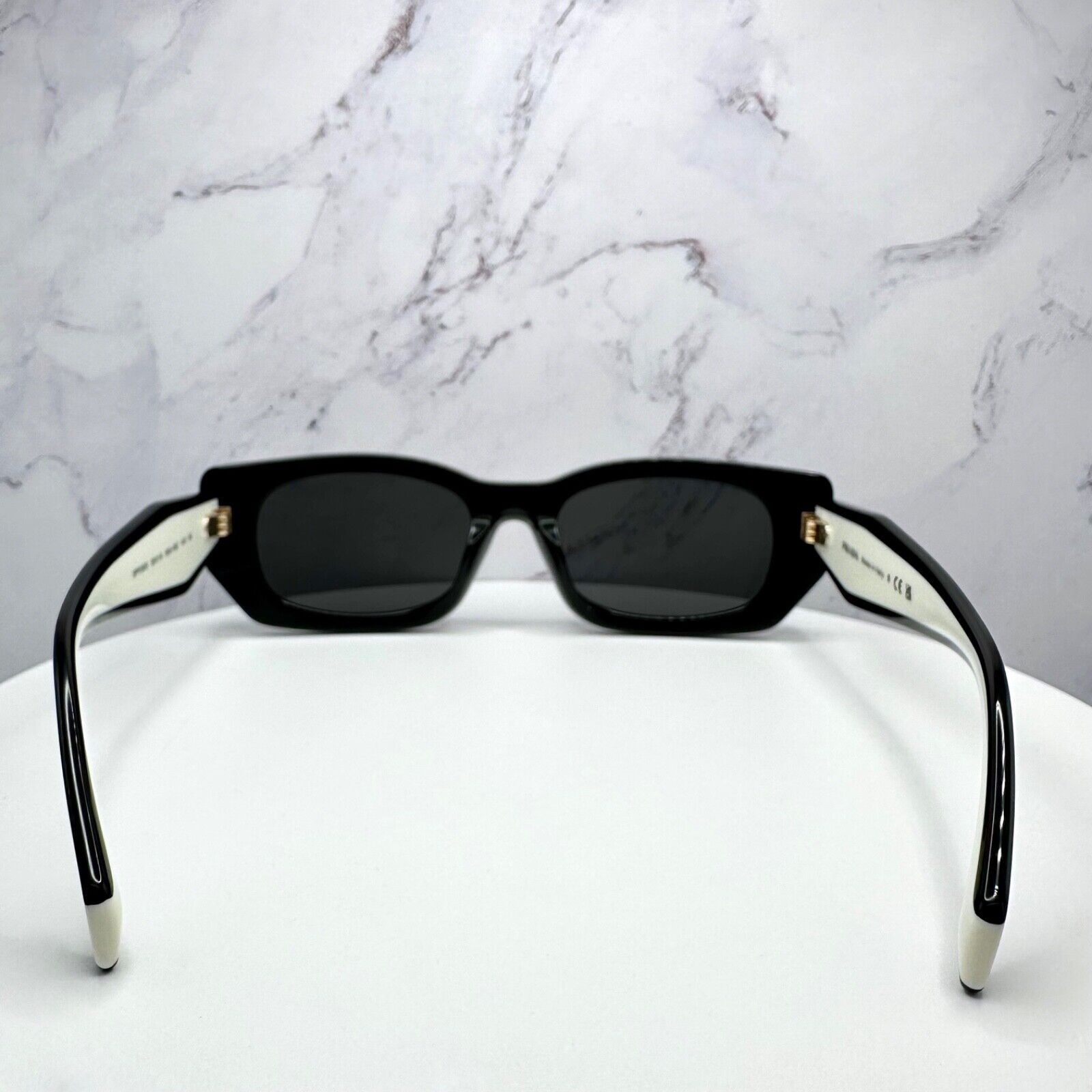 Prada New PRADA Sunglasses Logo Black & White Gold Metallic Logo Size ONE SIZE - 14 Thumbnail