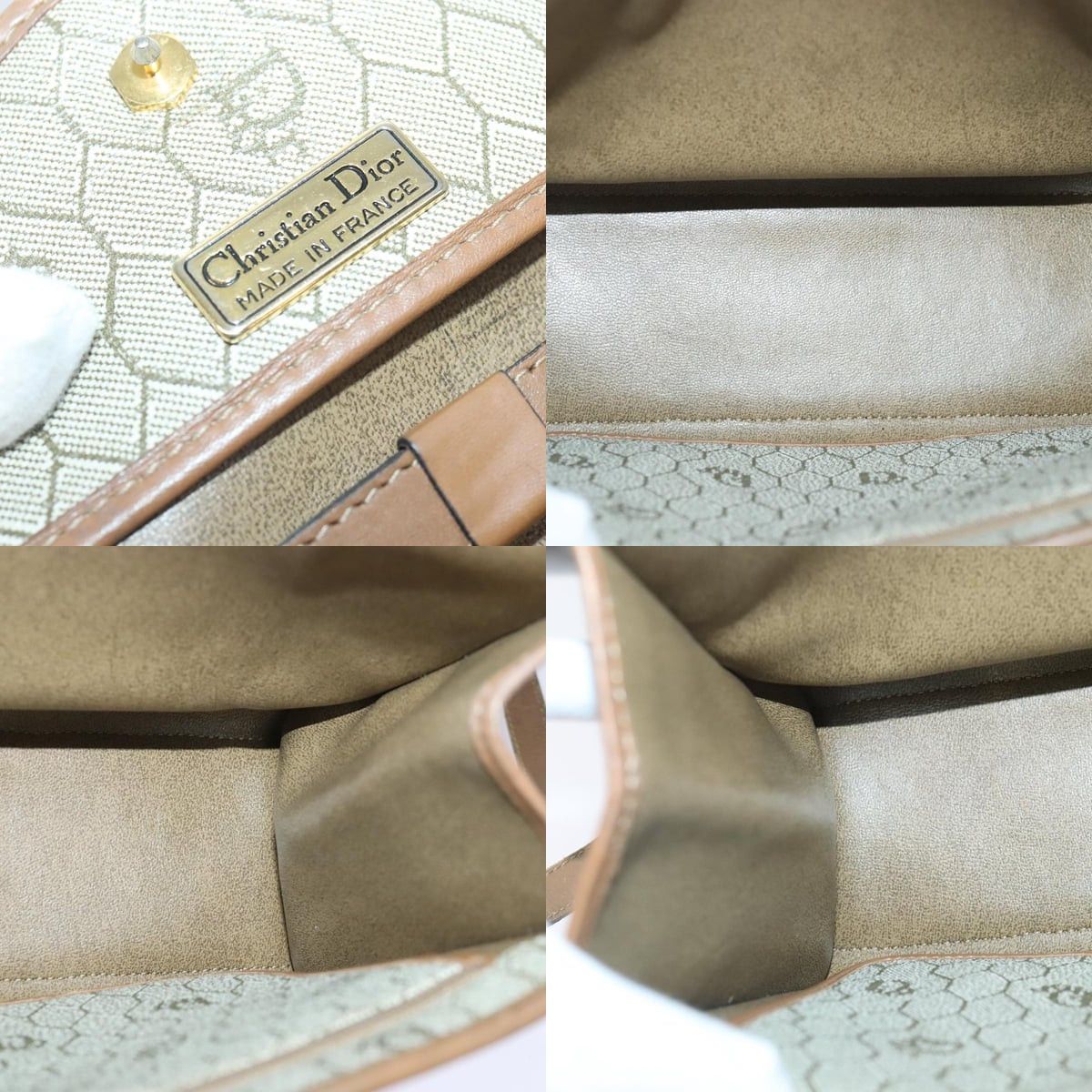 Dior DIOR Honeycomb Canvas Bag Pvc Leather Beige Gold Size ONE SIZE - 12 Thumbnail