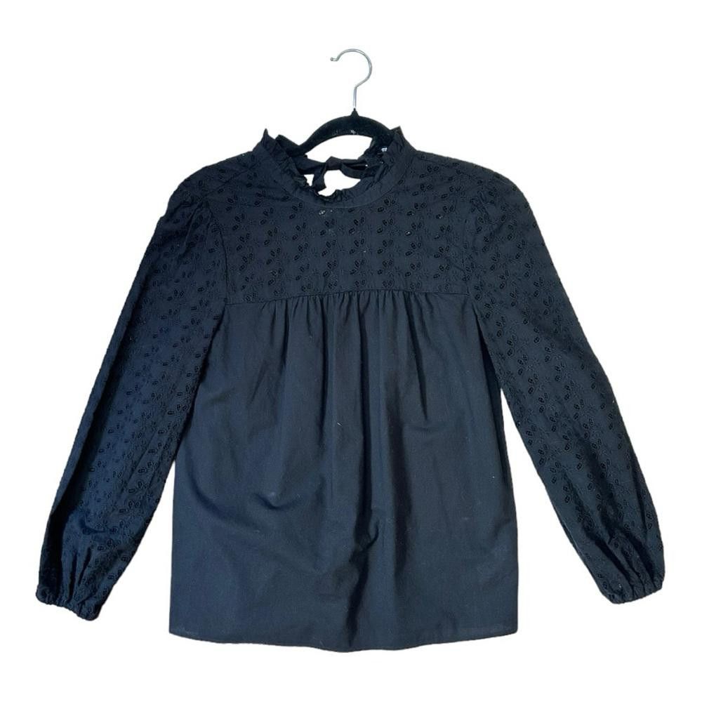 Madewell Madewell l Pieced Eyelet Mockneck Ruffle Top XS Size XS / US 0-2 / IT 36-38 - 3 Thumbnail