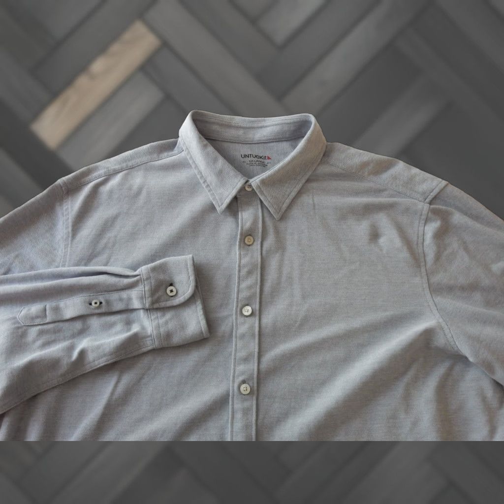 UNTUCKit UNTUCKit Men's Button-Front Shirt XXL Long Sleeve Solid Blue Cotton Shirt Size US XXL / EU 58 / 5 - 1 Thumbnail