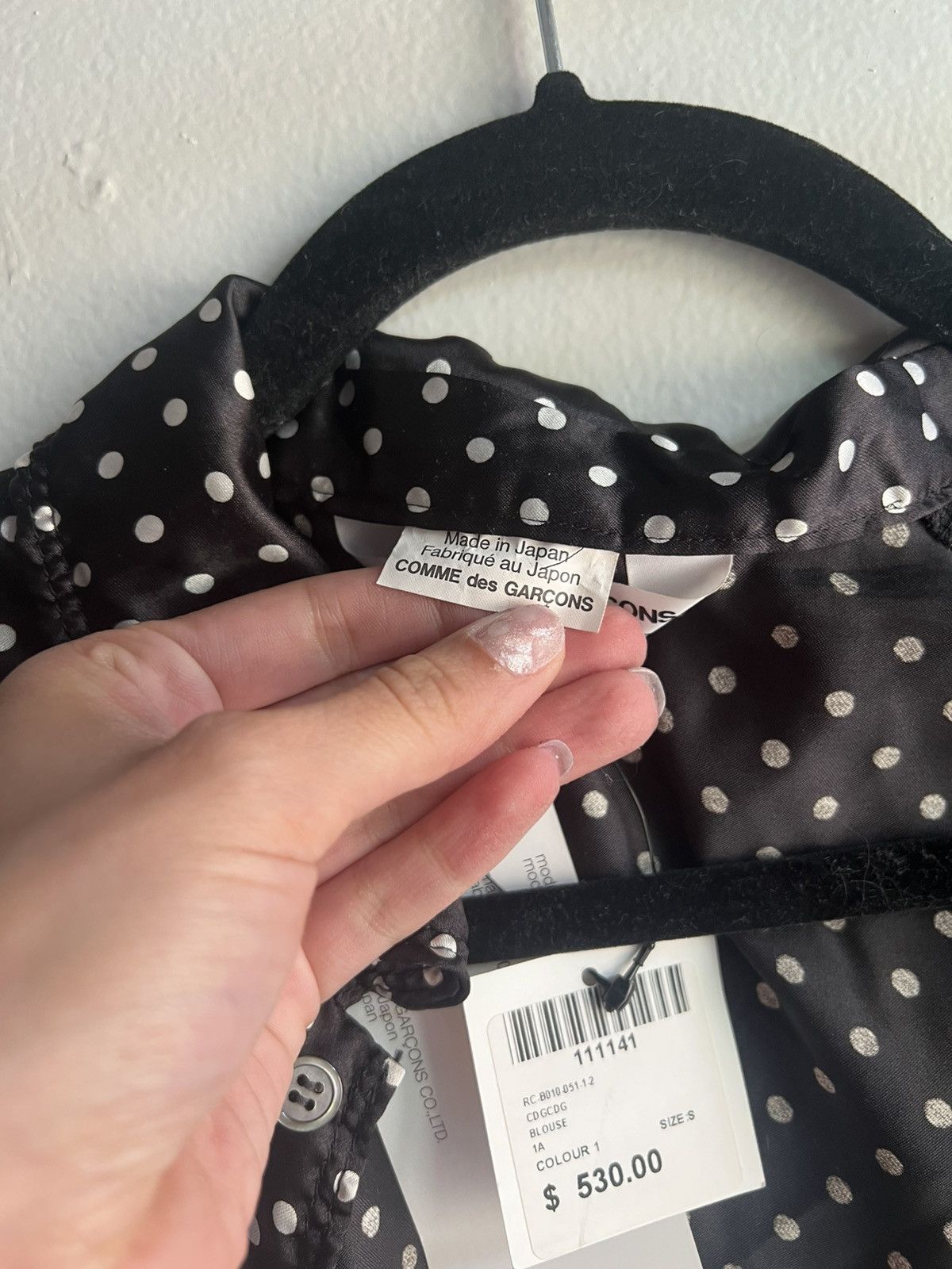 Comme des Garcons PLAY Black And White Polka Dot Blouse Button Up Size S / US 4 / IT 40 - 6 Thumbnail