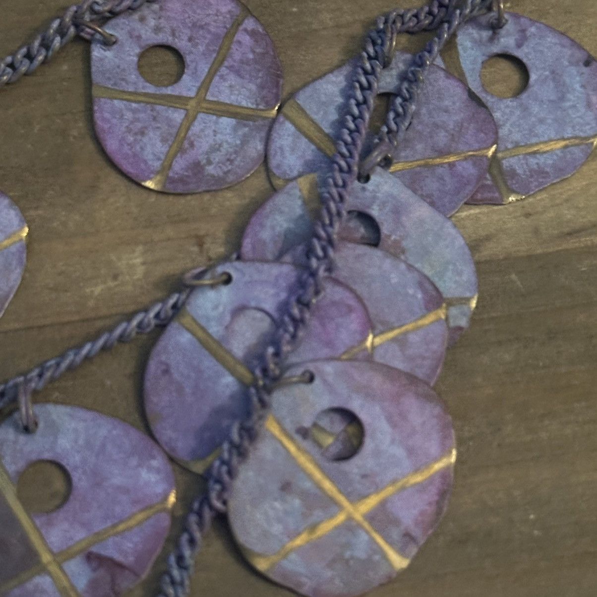 Vintage Vintage multi chain layered purple dangle discs necklace Size ONE SIZE - 4 Thumbnail