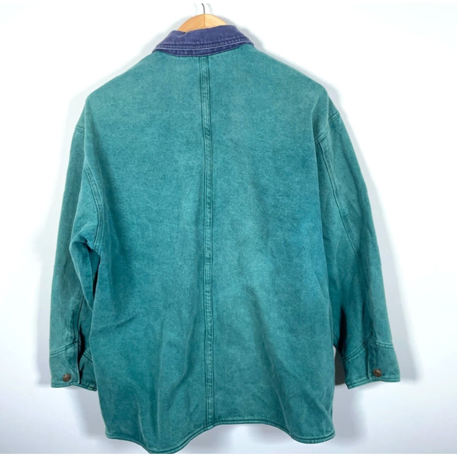 Gloria Vanderbilt VINTAGE Gloria Vanderbilt 90s Denim Chore Jacket Women's Medium Green Blue Pigment Dye Jacket/Coat Size M / US 6-8 / IT 42-44 - 2 Thumbnail
