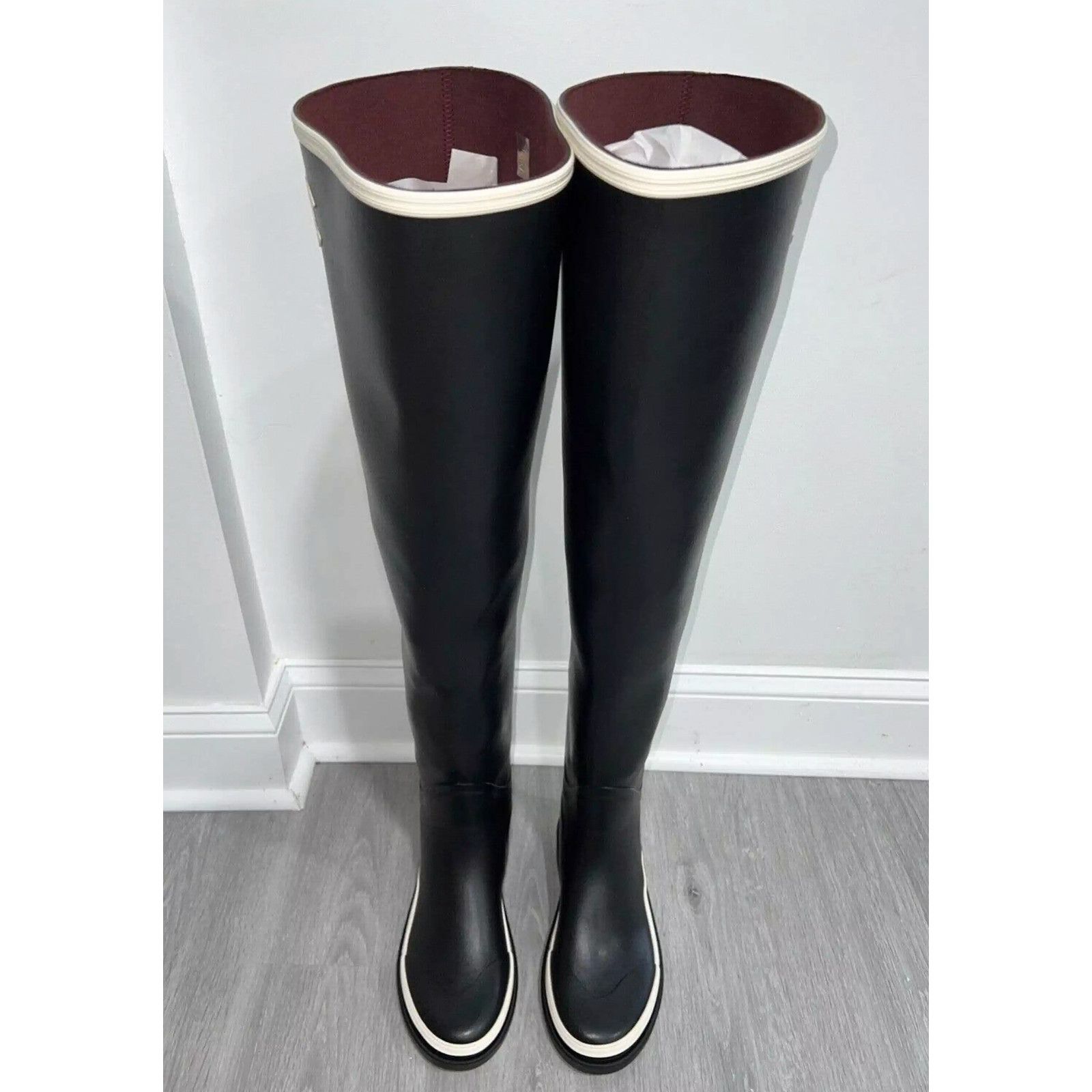 Chanel 22K Caoutchouc CC Thigh High Pull On Rubber Rain Boot 40 Size US 10 / IT 40 - 5 Thumbnail