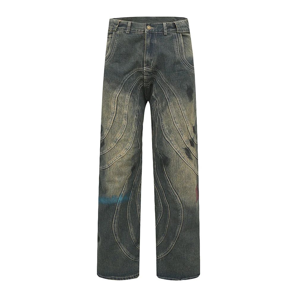 Designer × Japanese Brand × Jean Circle Striped Straight Flare Pants Size US 32 / EU 48 - 4 Thumbnail