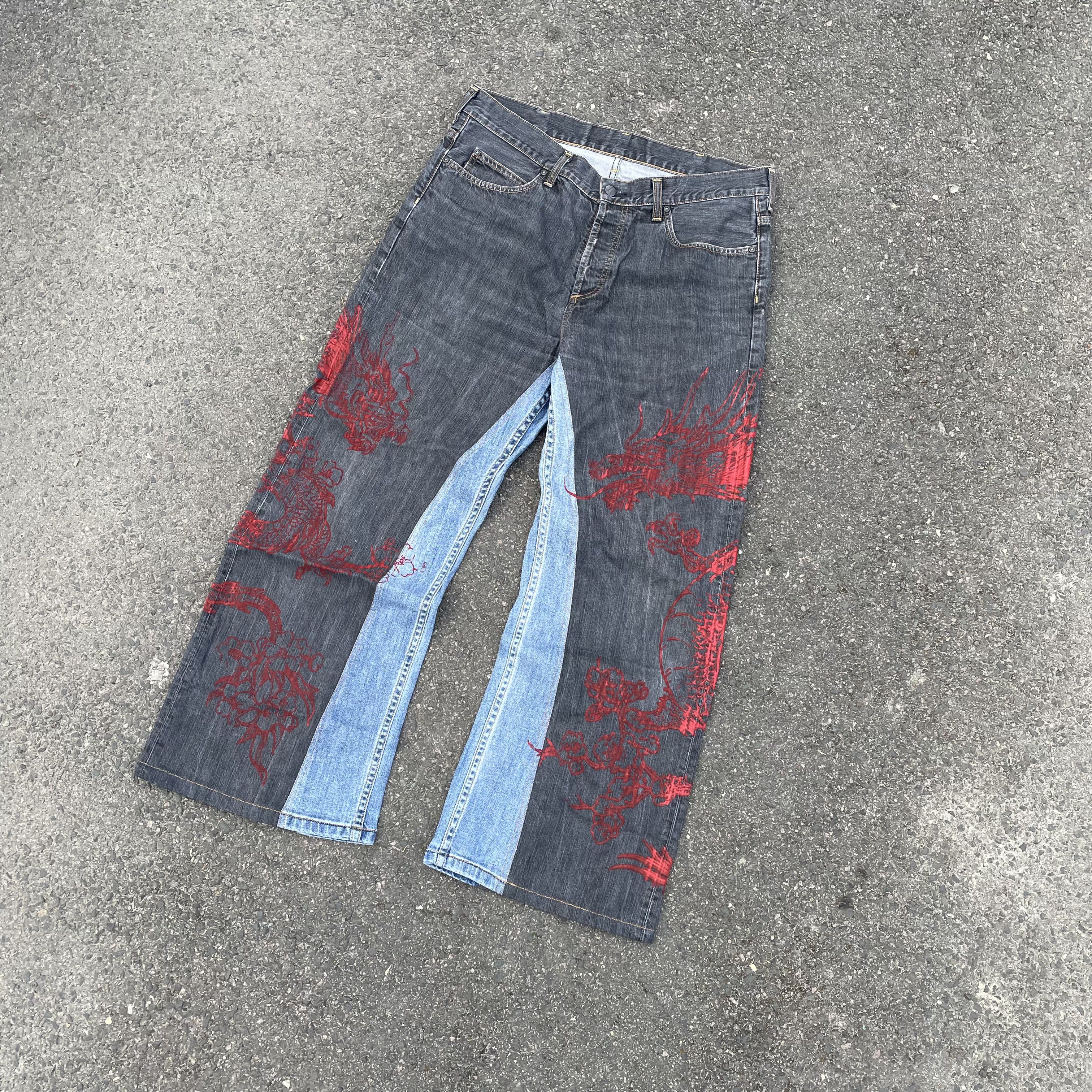 Carhartt Custom Carhartt Flared Jeans baggy fit dragon japan style Size US 37 - 3 Thumbnail