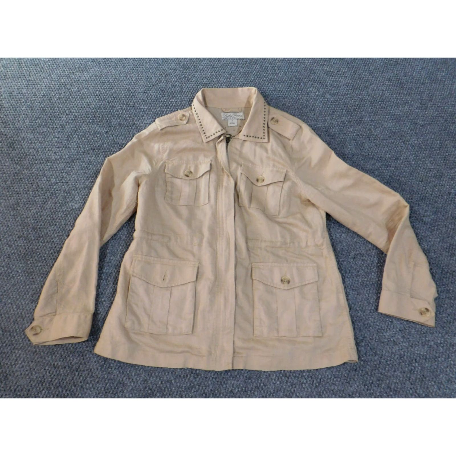 Lucky Brand Lucky Brand Jacket Womens M Beige Linen Blend Zip Casual Size M / US 6-8 / IT 42-44 - 4 Thumbnail