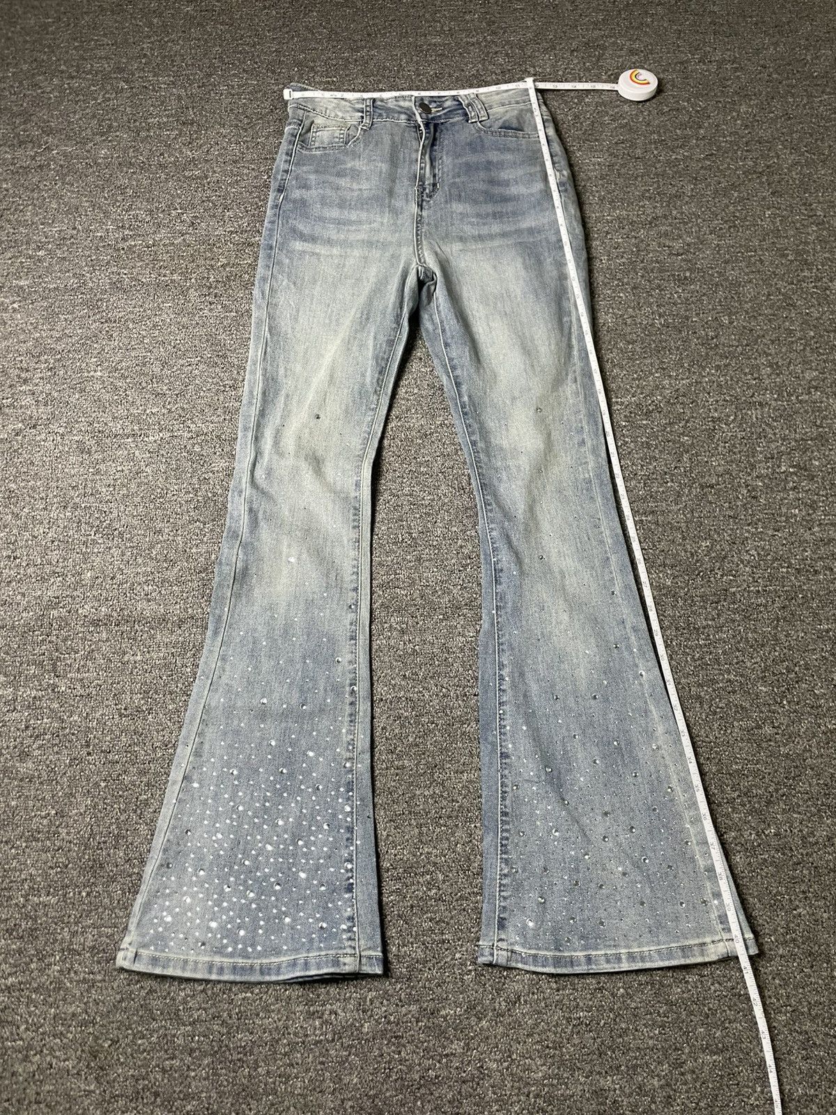 Japanese Brand GRL Beaded Denim Flare Pants (61) Size 24" / US 00 / IT 34 - 7 Thumbnail