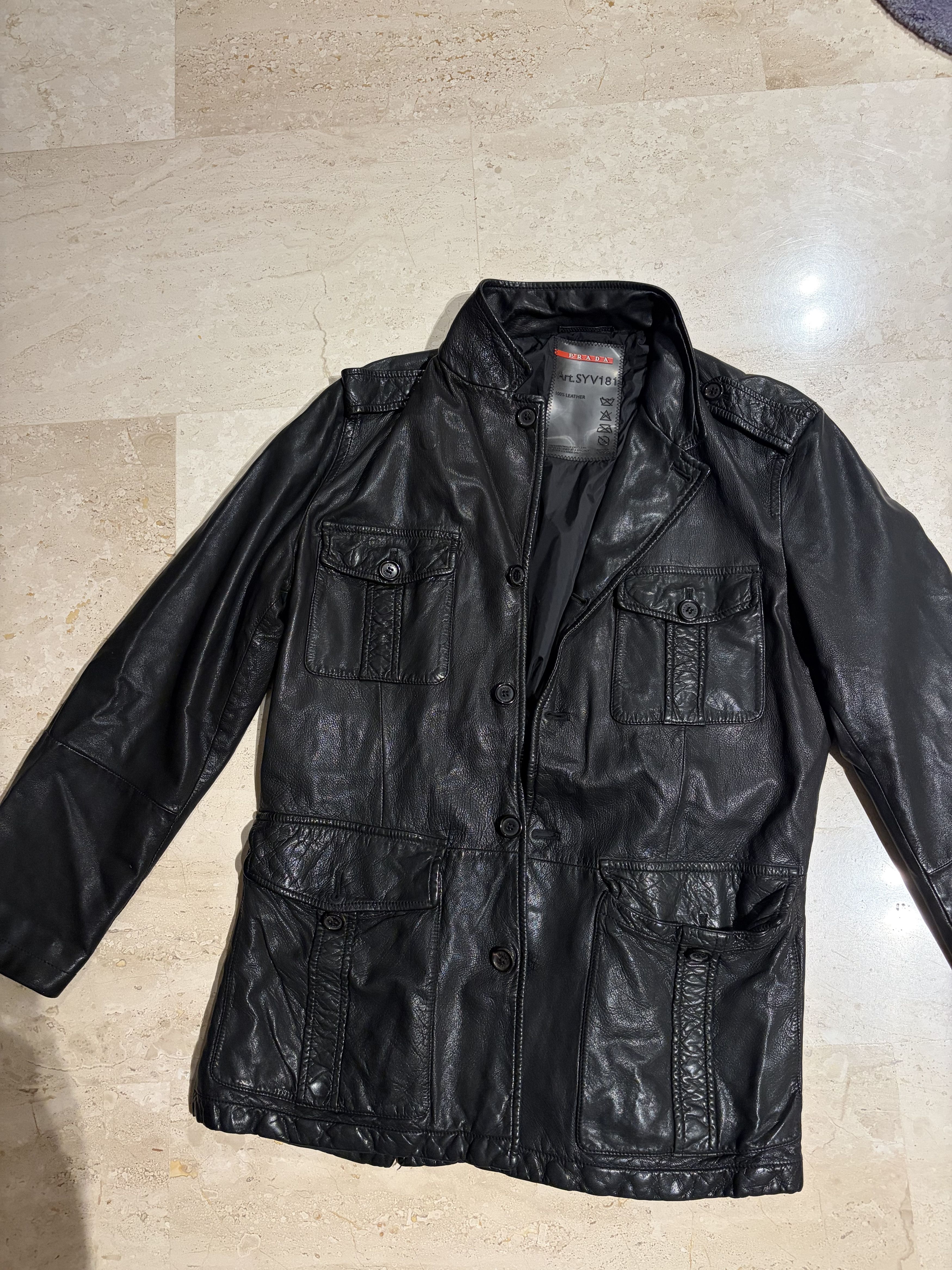 Prada PRADA MILITARY NAPPA LEATHER FIELD JACKET - ART. SYV181 - Size US L / EU 52-54 / 3 - 2 Thumbnail