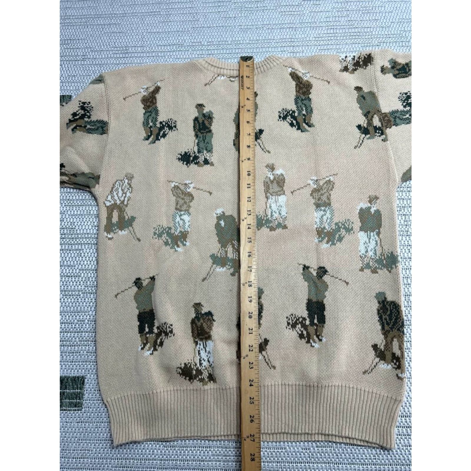 Gloverall VINTAGE Harry Rosen Sweater Mens L Beige All Over Print Crew Neck Pullover Casual Fall Winter Knit Outdoor 90s Mens Size US L / EU 52-54 / 3 - 4 Thumbnail