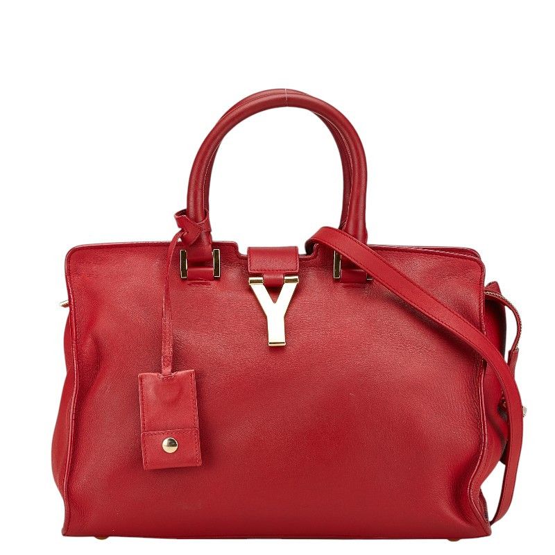 YVES Saint Laurent Leather Petit Cabas Y Line 2Way Bag 311210 Leather Shoulder Bag 311210 in Red, Women's