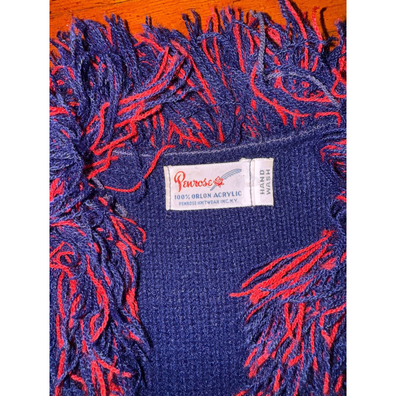 Vintage Vintage 60’s Penrose Blue Red Argyle Fringe vest jacket Mod Size ONE SIZE - 4 Thumbnail