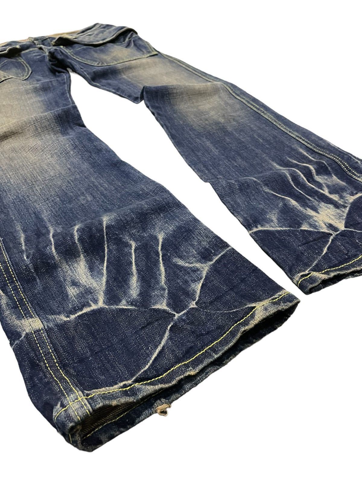 Hysteric Glamour × Japanese Brand × Shellac Back Number Japan Muddy Wash Flared Large Pocket Bush Jeans Size US 31 - 13 Thumbnail