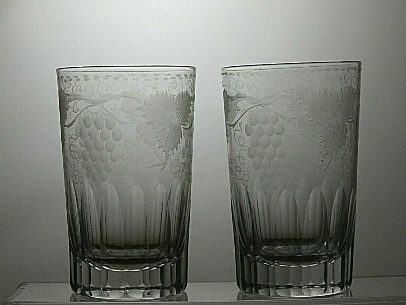 The Unbranded Brand Vintage Lead Set Of 2 Crystal Grape & Vine Cut Tumblers Size ONE SIZE - 3 Thumbnail