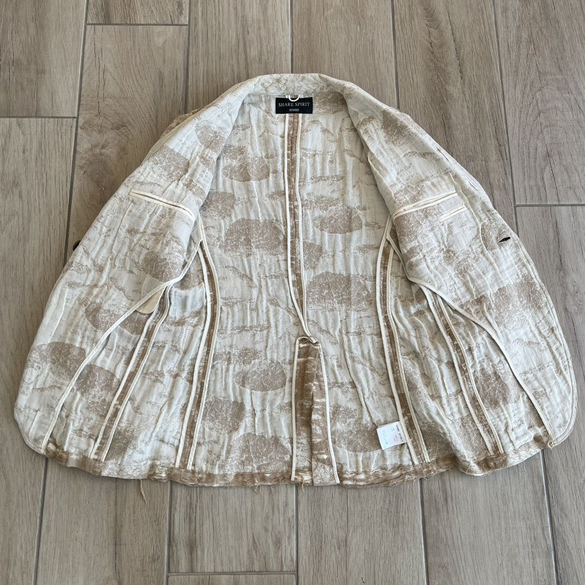 Japanese Brand Share Spirit Homme Leaf Pattern Distressed Tailored Jacket Size US S / EU 44-46 / 1 - 8 Thumbnail