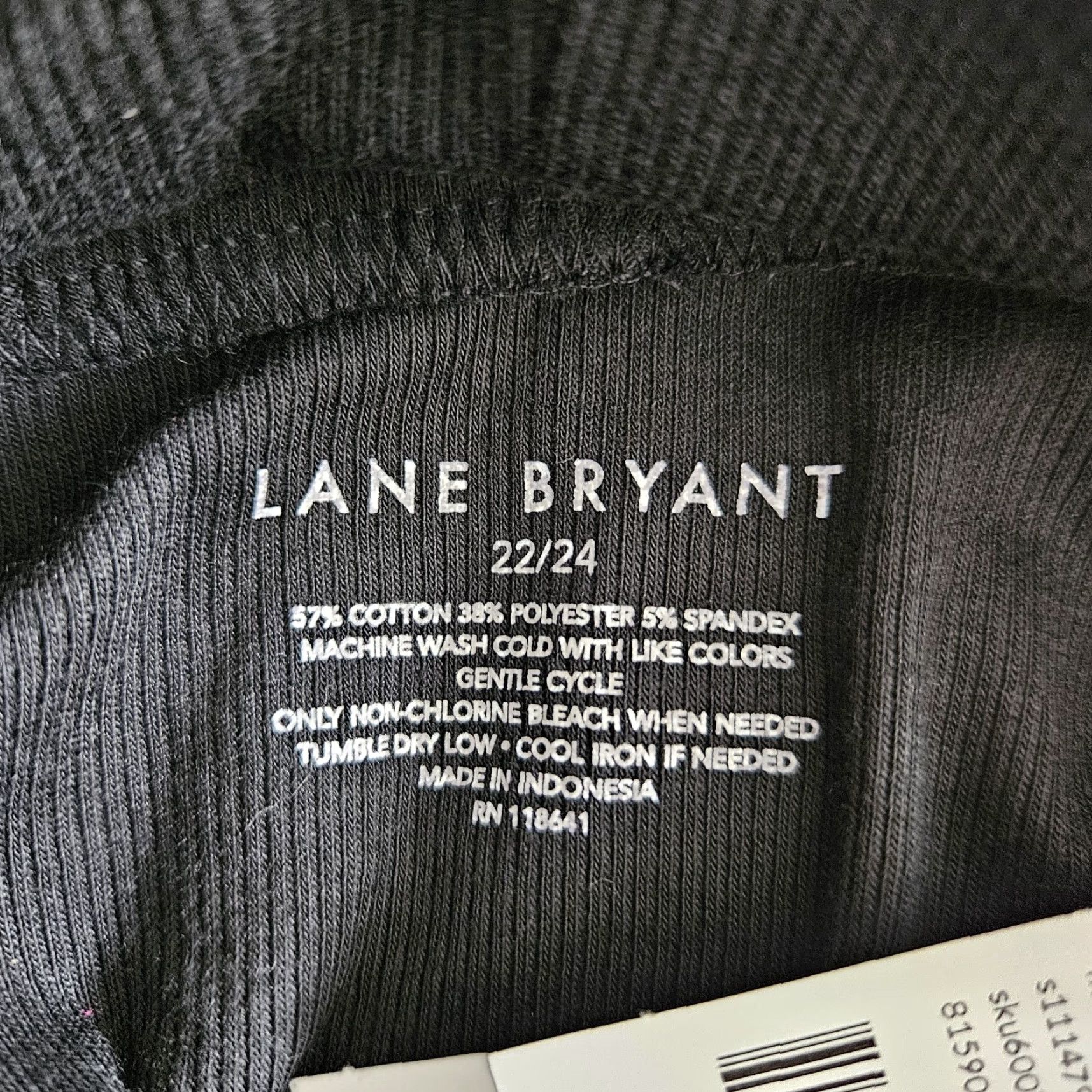 Vintage Lane Bryant Womens Ribbed Turtleneck Black Blouse Size 22 Plus Long Sleeve Cotton Blend Shirt Womens Size 3XL / US 20-22 - 5 Thumbnail