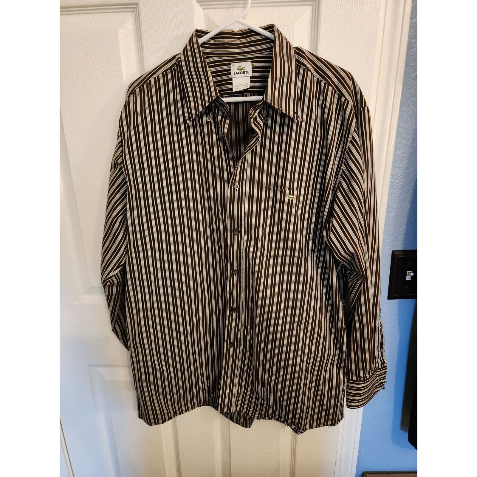 Lacoste Vtg Lacoste Classic Fit Mens 45 Striped Long Sleeve Shirt Size US XL / EU 56 / 4 - 1 Thumbnail