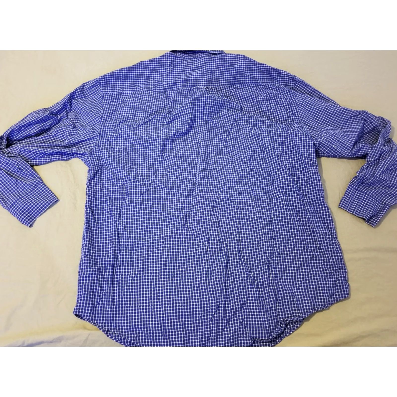 Nautica Nautica Shirt Mens Button-Up XL Navy Blue Cotton Plaid Long Sleeve Button-Down Collar Vintage? No Size 46R - 5 Thumbnail