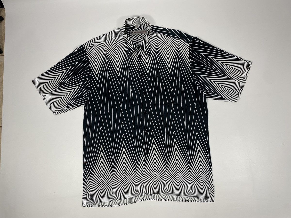 Vintage Y2K Black White Zig Zag Lines Basic Abstract Party Shirt Size US L / EU 52-54 / 3 - 13 Thumbnail