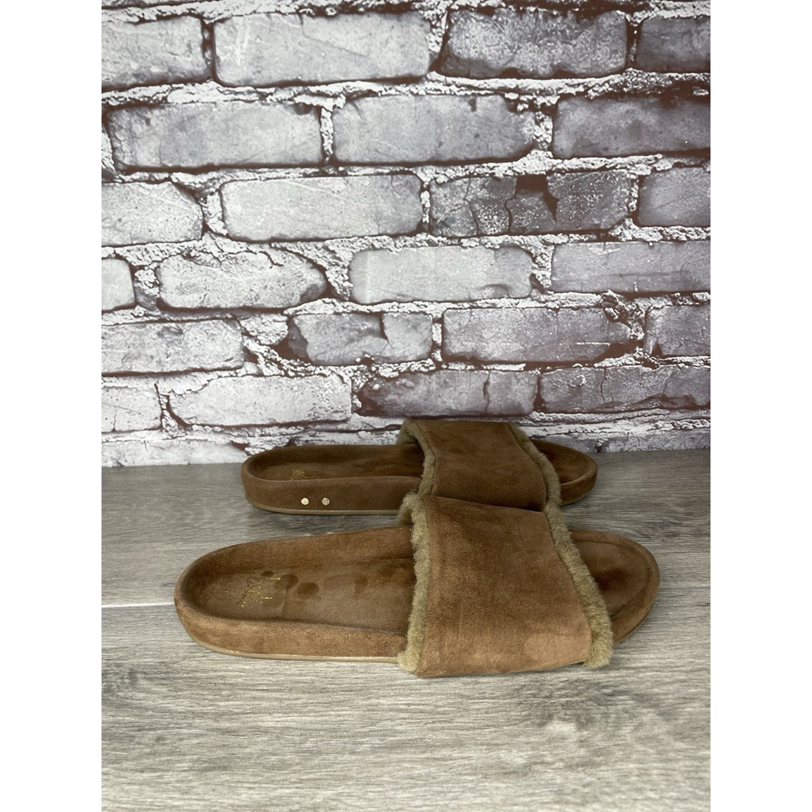 beek Beek Brown Sherpa Lining Brown Suede Leather Slides Sandals Size US 10 / IT 40 - 13 Thumbnail