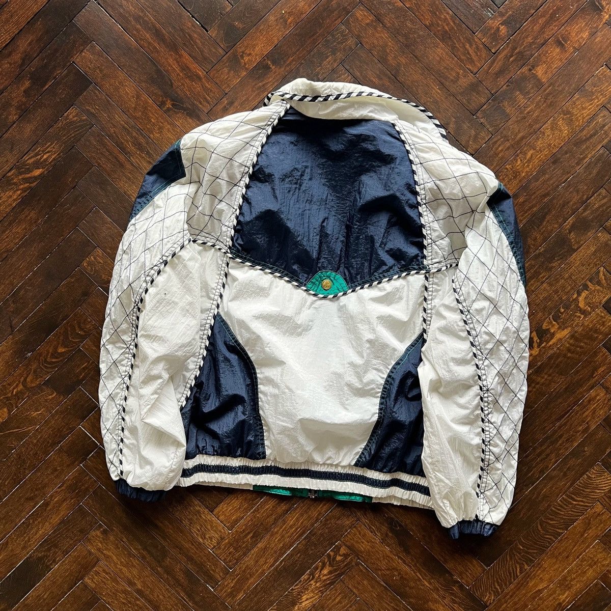 Designer × Vintage East West Vintage 90s Nylon Unisex Zip Jacket White Blue Size M / US 6-8 / IT 42-44 - 3 Thumbnail